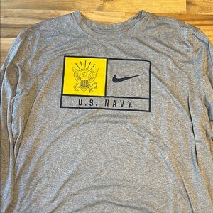 Nike Men’s Gray and Yellow U.S. Navy Long Sleeve Shirt Dri-fit 2XL